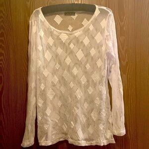 Tribal white mesh top